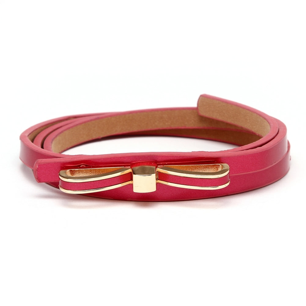 Women's Thin PU Leather Belt - Stylish Bowknot Buckle Waistband