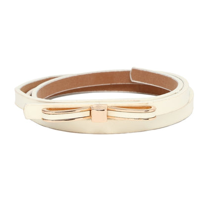Women's Thin PU Leather Belt - Stylish Bowknot Buckle Waistband