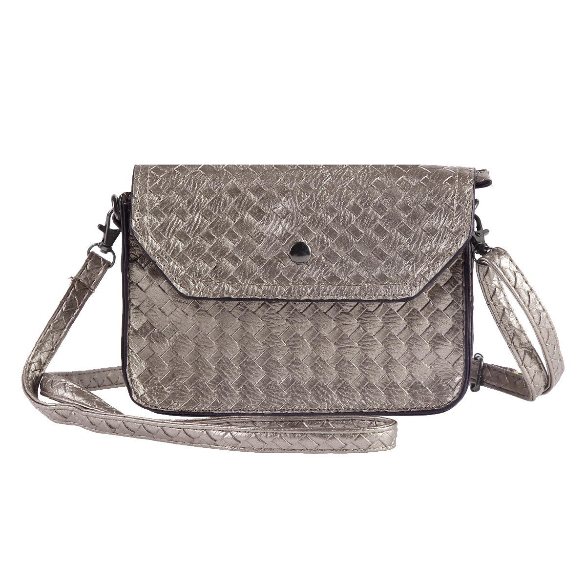 Woven Faux Leather Crossbody Bag