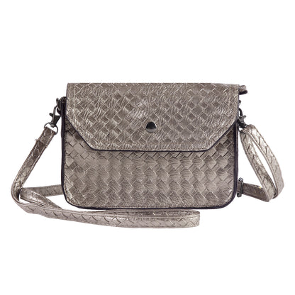 Woven Faux Leather Crossbody Bag