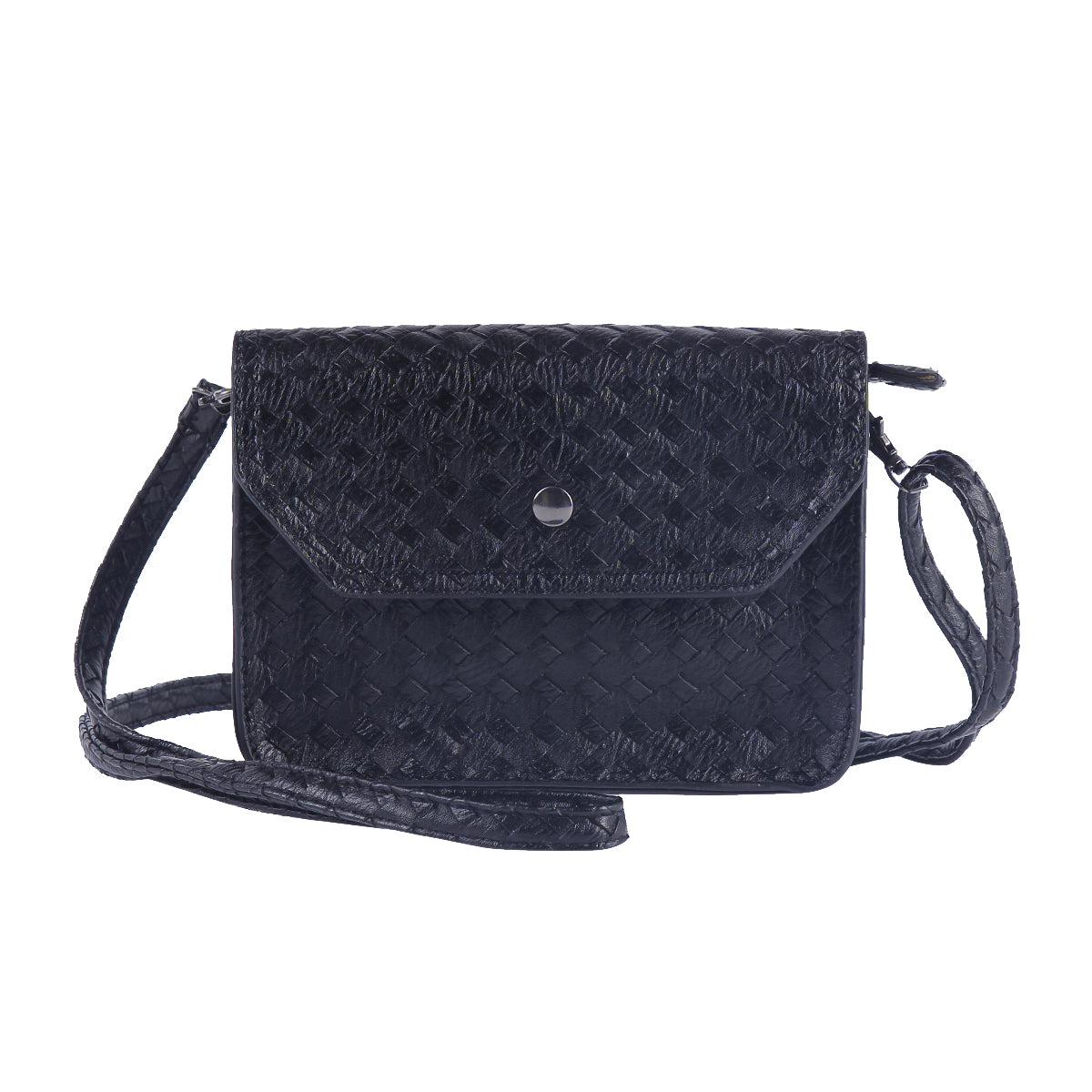 Woven Faux Leather Crossbody Bag