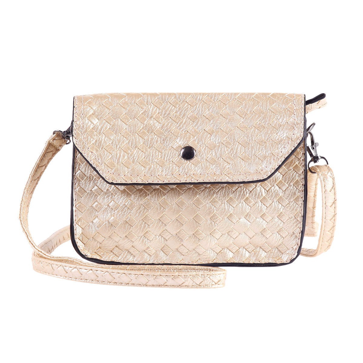 Woven Faux Leather Crossbody Bag