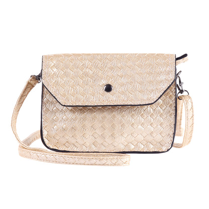 Woven Faux Leather Crossbody Bag
