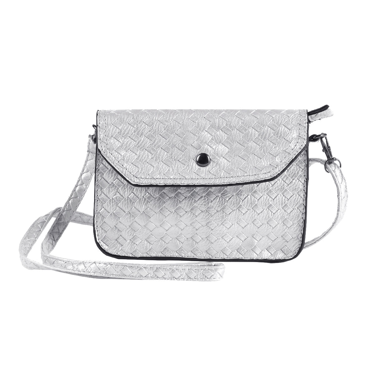 Woven Faux Leather Crossbody Bag