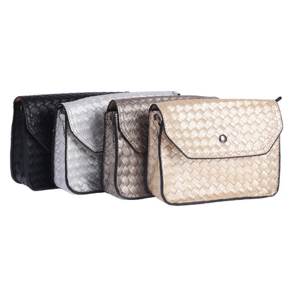 Woven Faux Leather Crossbody Bag