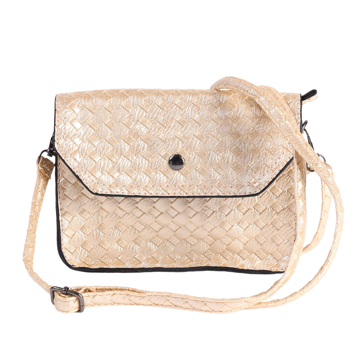 Woven Faux Leather Crossbody Bag
