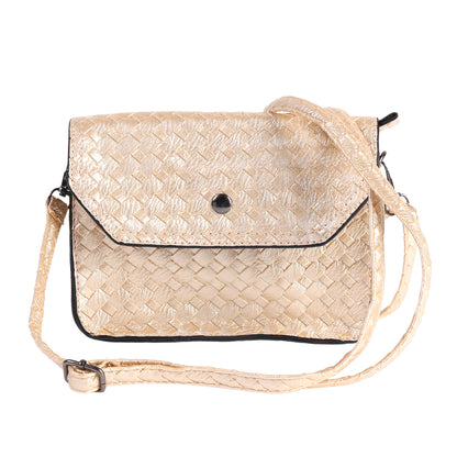 Woven Faux Leather Crossbody Bag