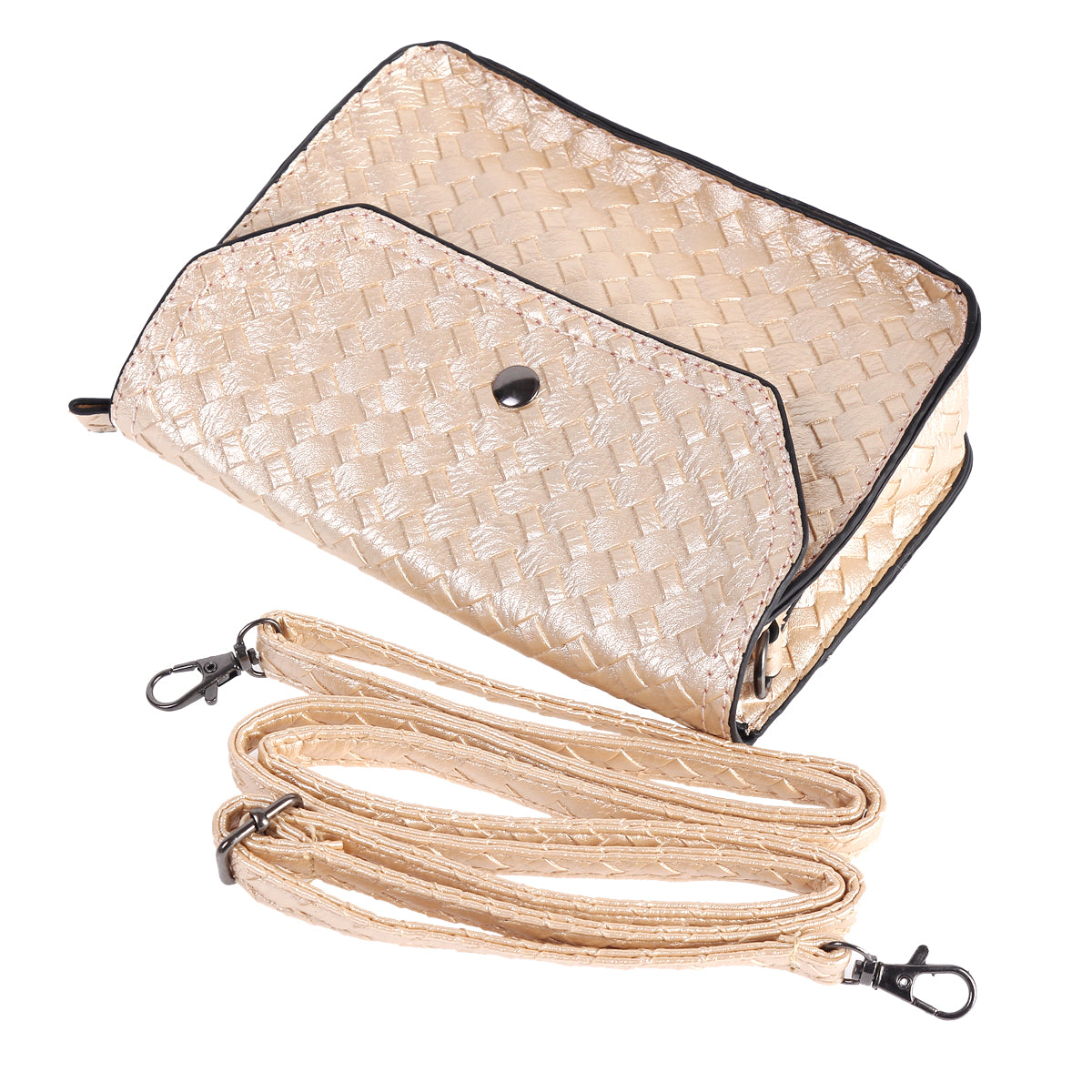 Woven Faux Leather Crossbody Bag