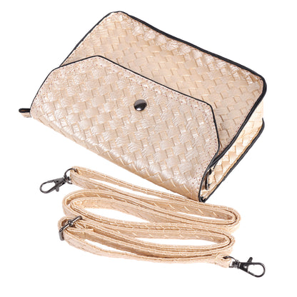 Woven Faux Leather Crossbody Bag