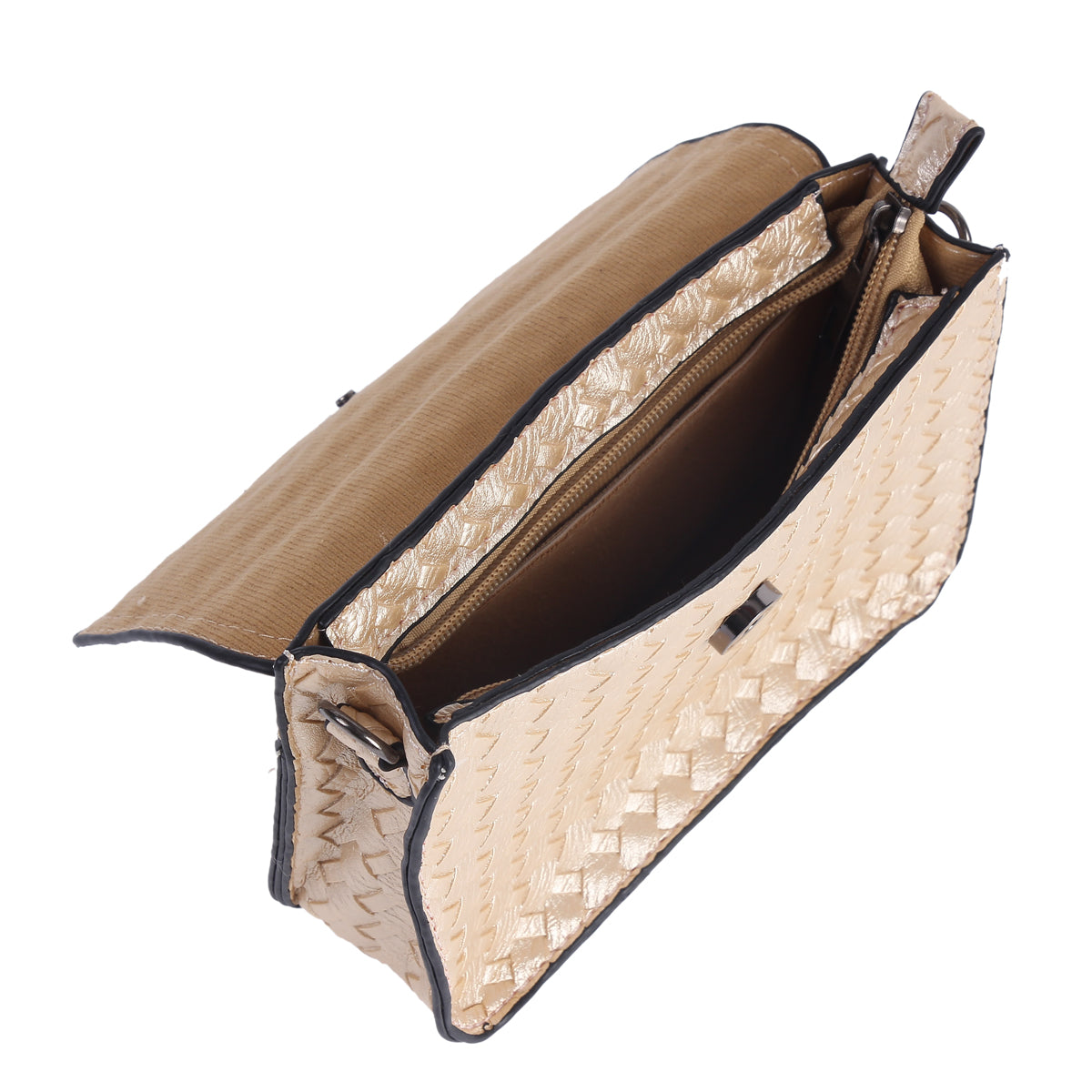 Woven Faux Leather Crossbody Bag