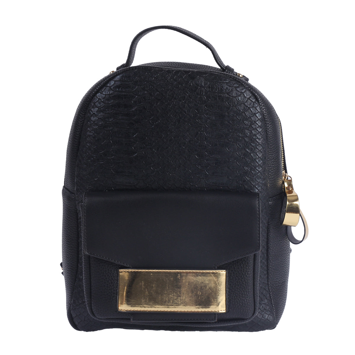 Metallic Snakeskin Faux Leather Backpack, Chic Mini Daypack