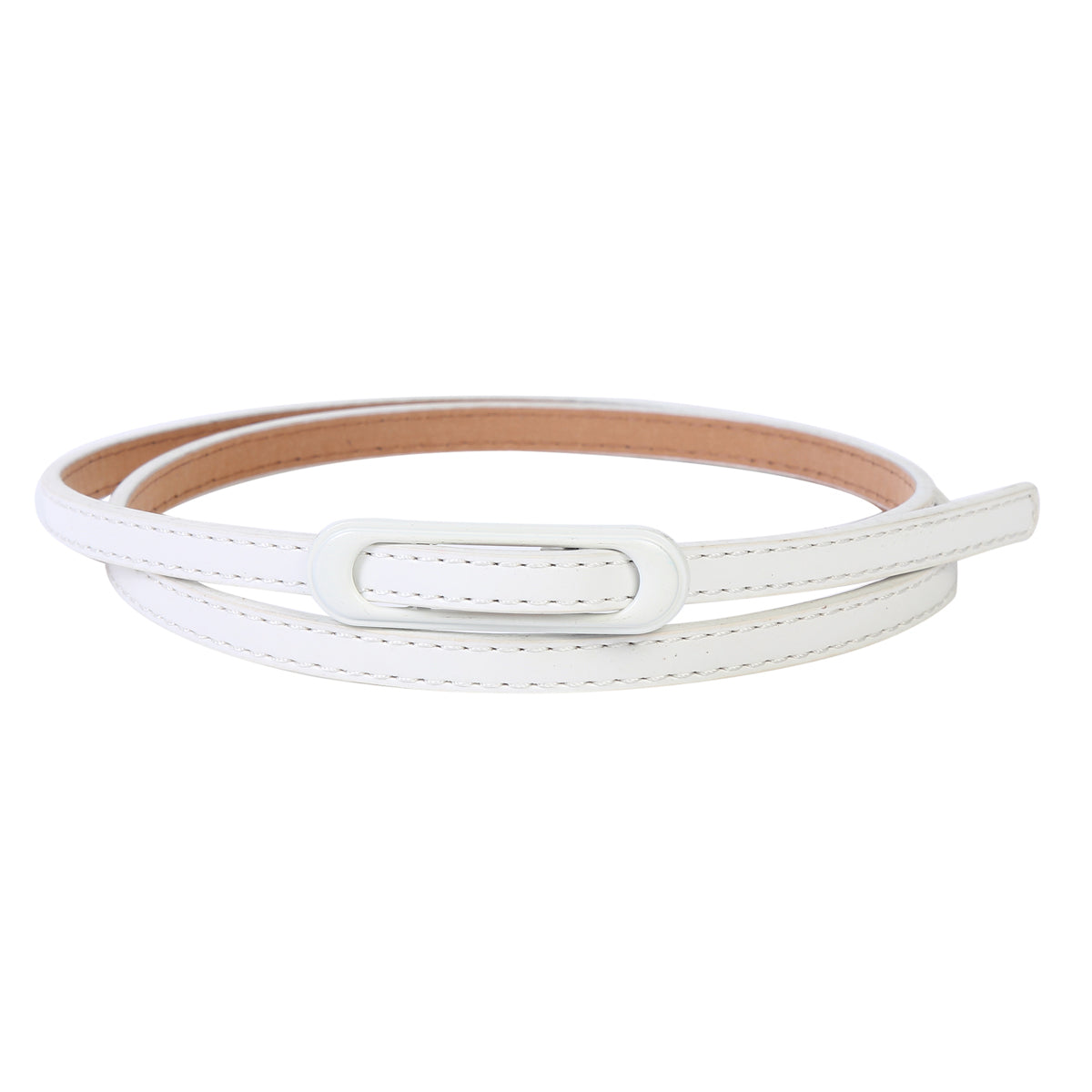 Skinny Faux Leather Belt with Oval Buckle, Women's Fashion Waist Belt