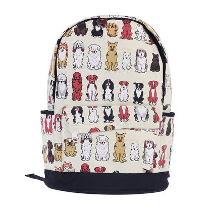 Dog Print Canvas Backpack
