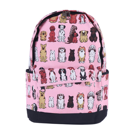 Dog Print Canvas Backpack