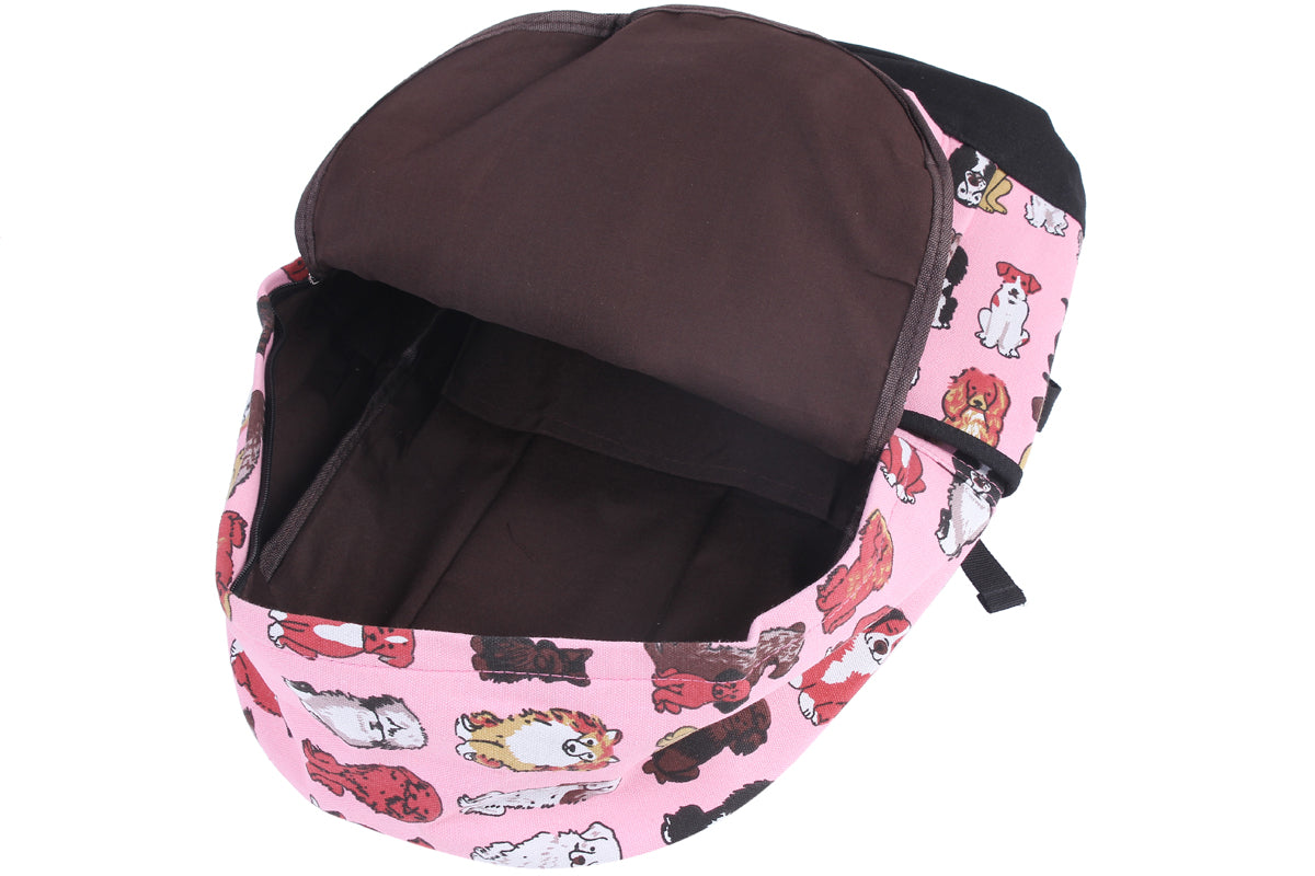 Dog Print Canvas Backpack