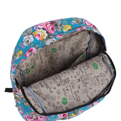 Floral Rivet Canvas Backpack, Vintage Style Daypack for Women