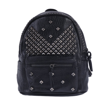Studded Faux Leather Backpack, Punk Style Mini Daypack