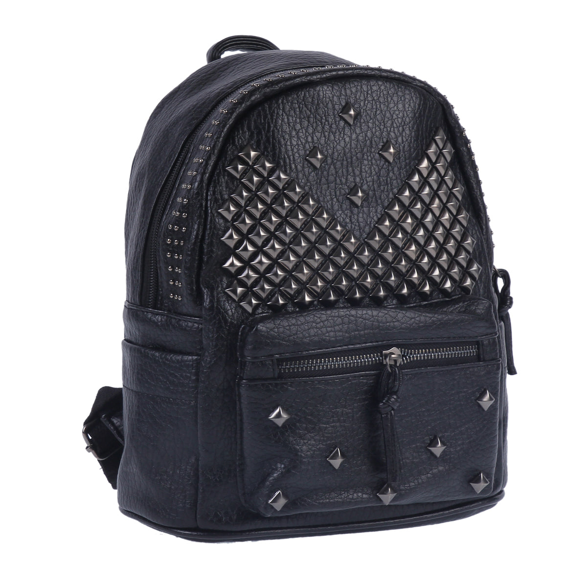 Studded Faux Leather Backpack, Punk Style Mini Daypack