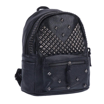Studded Faux Leather Backpack, Punk Style Mini Daypack