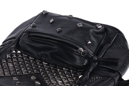 Studded Faux Leather Backpack, Punk Style Mini Daypack